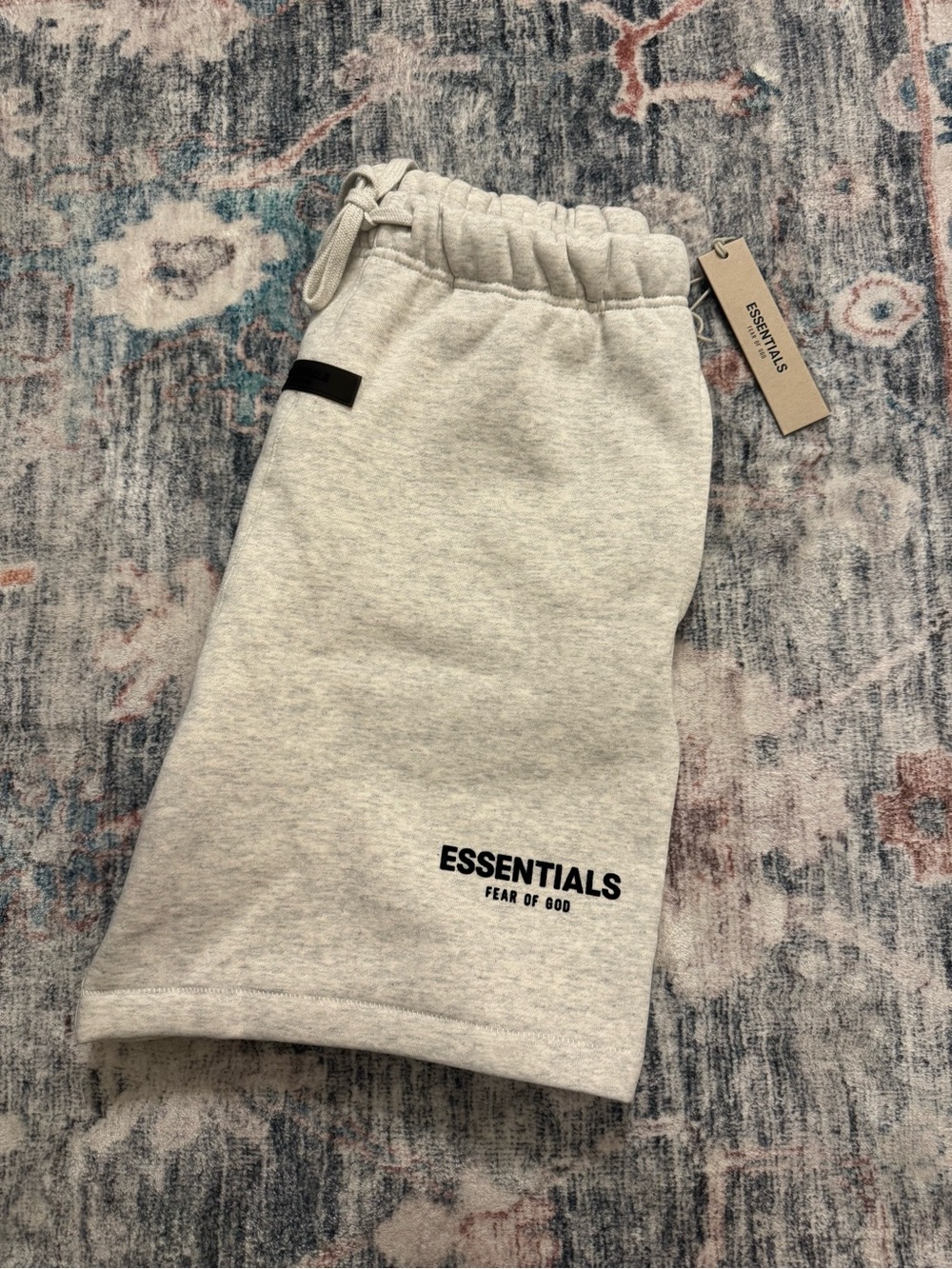 ESSENTIALS Men’s Heather Grey Fleece Athletic Shorts - Picture 3 of 5
